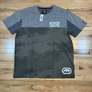 NWT Ecko Unltd Men's T-Shirt Olive with Grey & Camo design Graphic T-Shirt 3XL